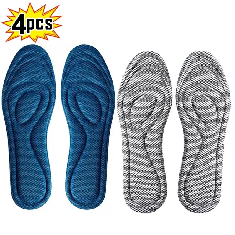 4Pcs Memory Foam Orthopedic Insoles for Shoes Antibacterial Deodorization Sweat Absorption Insert Sport Shoes Running Pads - Grey Blue-4pcs / EU41-42