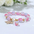 Ins Colorful Gradient Butterfly Charms Bracelet Jade Glass Butterfly Pendant Bracelets for Girls Crystal Butterfly Bracelet