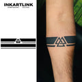 INKARTLINK Nordic Valknut Tattoo Sticker Viking Armband Geometric Line Herbal 15 Days Semi-permanent Body Art Forearm Wholesale