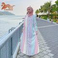 Abaya Dubai 2024 Elegant Wholesale Turkey EID Modest Dubai Abaya Long Skirt With Lapel Striped Shirt Abaya 2024 New Femme