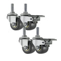 1.5 Inch Black Swivel TPR Bearings 3/8" Threaded Stem Zinc Plated Caster Wheel 40mm 40kg Load Capacity Home Office School Brake