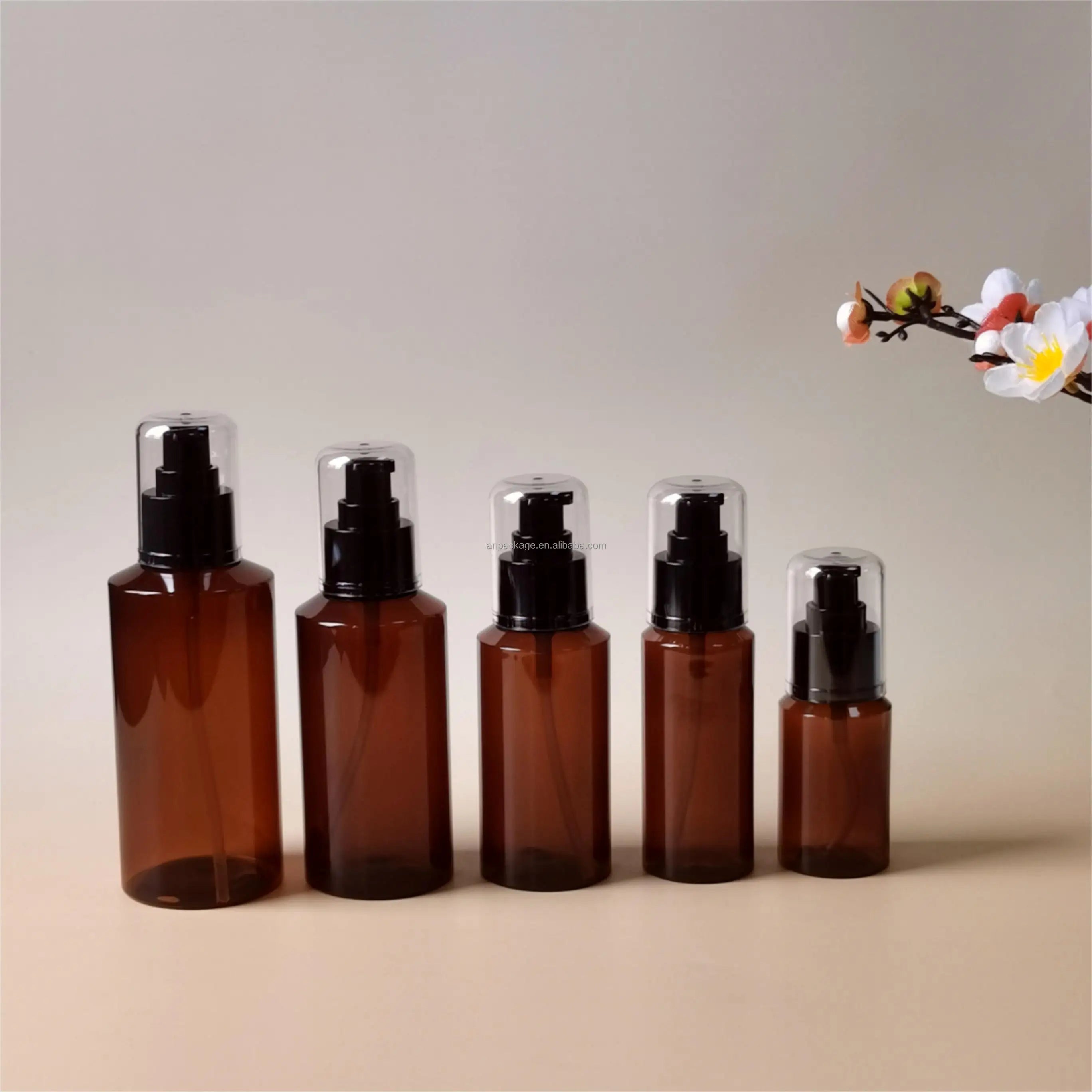Small MOQ Fast Shipment Korean Design Shoulder Inclined Cosmetic Plastic Bottle Pump for Facial Cleanser Serum Shampoo