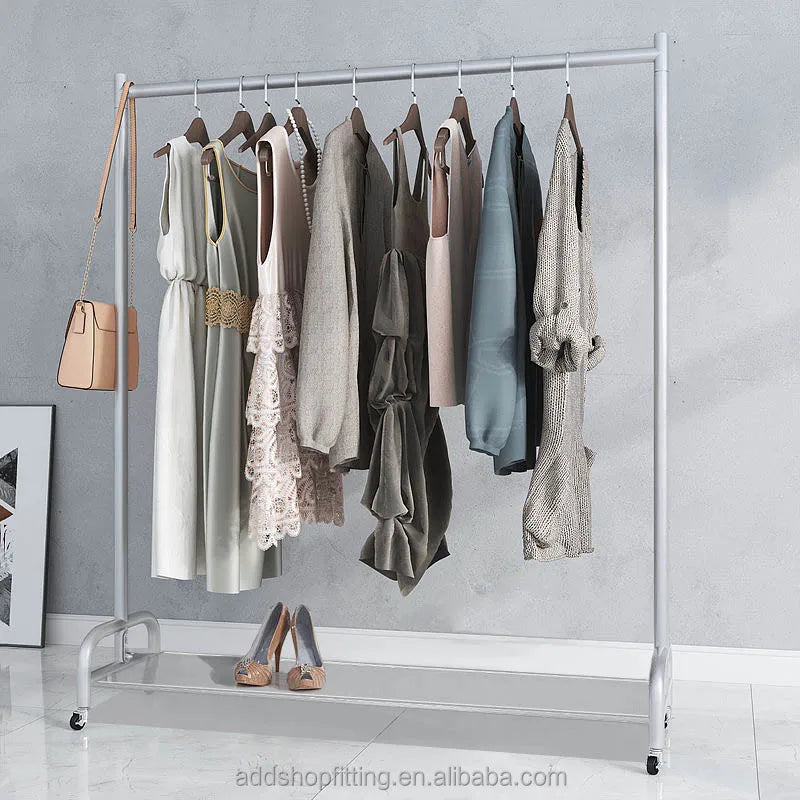 Modern Silver Stainless Steel Anti-Rust for Detachable Movable Wheel Shelf Rail Stand Carton Packaging Easy Display Rack