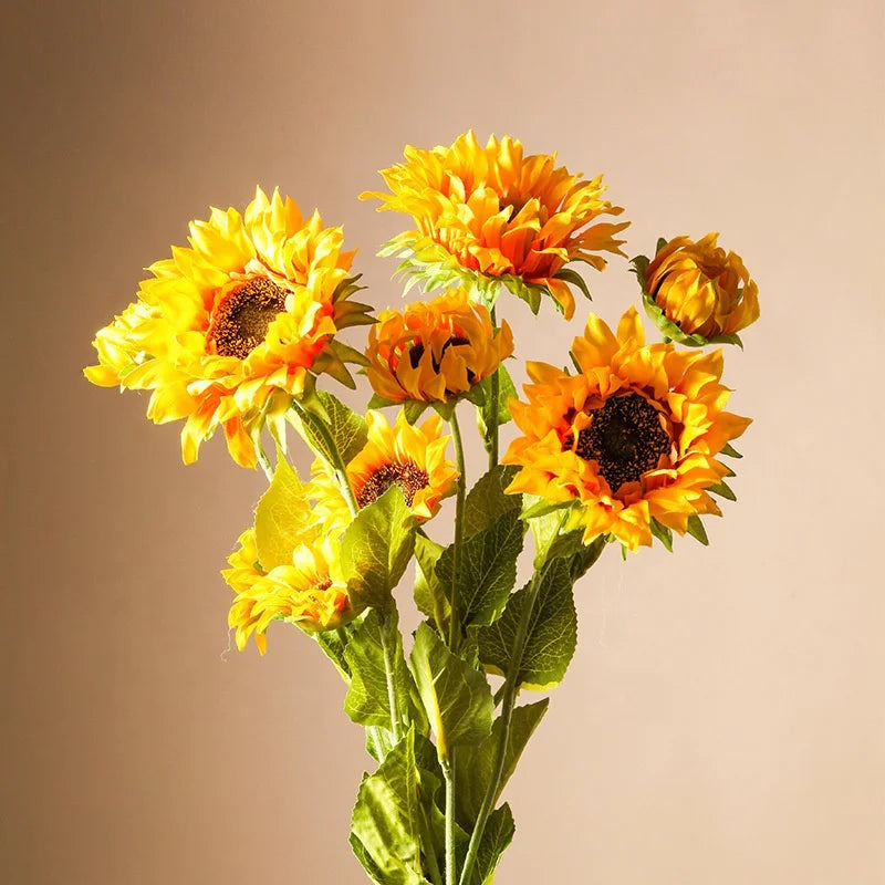 Sunflower Simulation Bouquet for Christmas Decor Soft Floriculture with Stem for Living Room and Dining Table Decoration