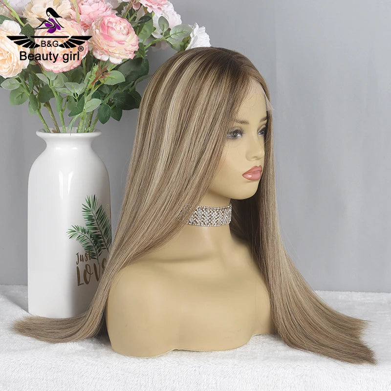 Beauty Girl Hot Sale Cuticle Aligned Virgin Human Hair Wigs Highlight Natural Hair Line Jewish Lace Full Wigs