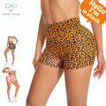 Shanhao OEM High Waist Yoga Shorts for Women Stretchy Gym Biker Bottoms Lift Butt with Leopard Pattern