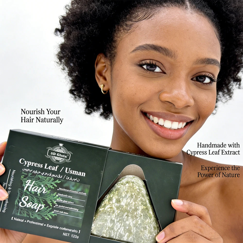 5D Gluta Cypress Leaf Hair Soap Gentle Cleansing Biota Orientalis Leaf Extract Soap Oil Control Hydrating Itch Relief Hair Soap MegaBDM