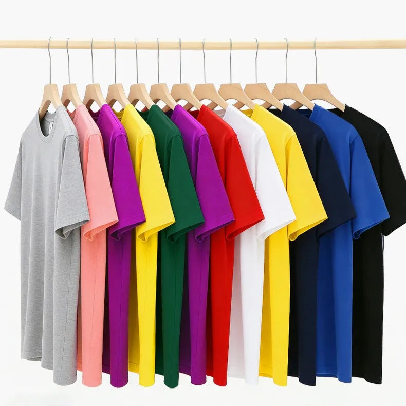 Bangladesh China Factory Price 180g Pure Cotton Loose Fit Crew Neck Solid Color Short Sleeve Custom Embroidery Base Layer TShirt