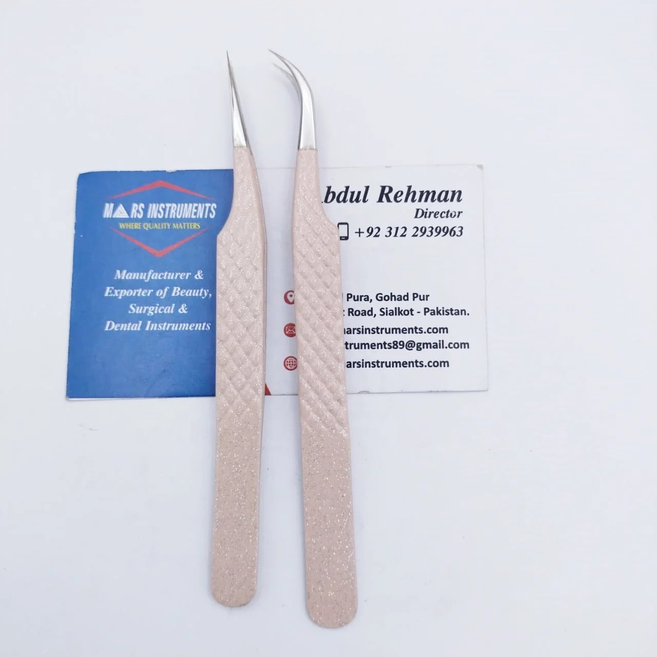 Peach Color Semi Curved and Pro Straight Lash Extension Tweezers for Eyelash