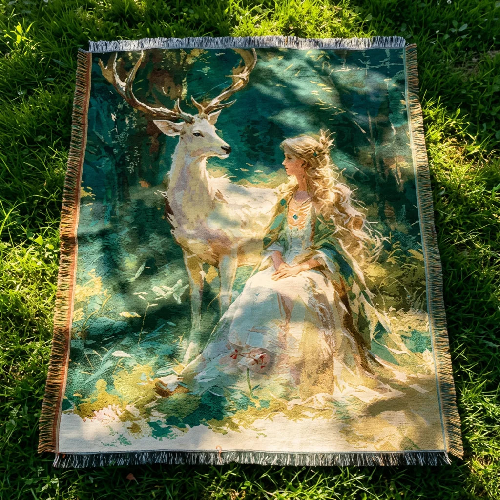 Customized Designer Cartoon Cotton Polyester Jacquard Tapestry Woven Throw Tassel Blankets with Design logo MegaBDM