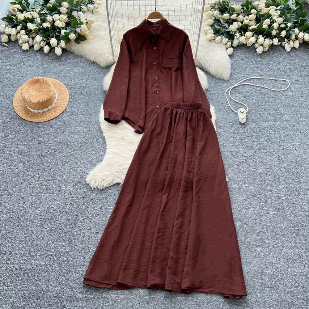 Women's Basics Loose Sets Top And High Waist Skirts Set Jogging Suits Wholesale