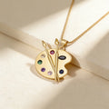 QIKU Trendy Drawing Board Shape Design Pendant Necklace Neck Chain Copper Cubic Zircon Women Punk Jewelry Gift Wholesale Price