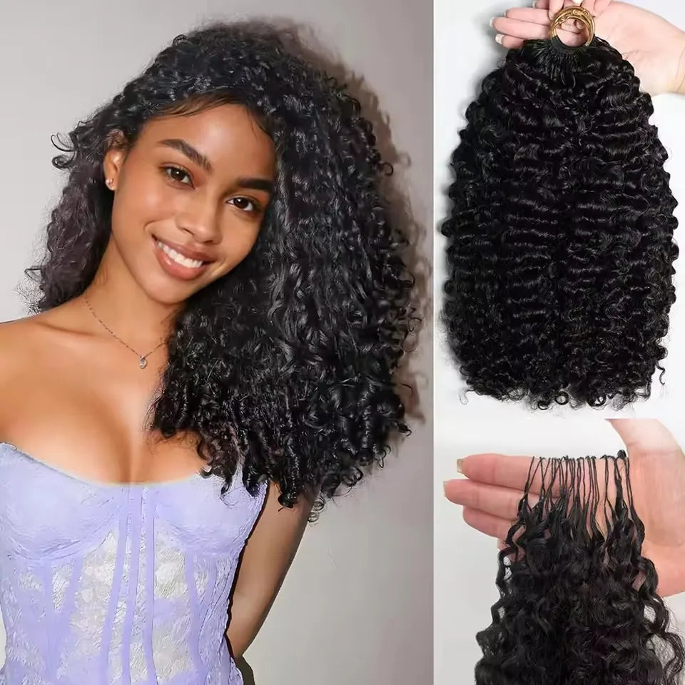 Burmese Curly Crochet Human Hair Boho Braids Feathered Knots Crochet Human Hair Extensions MegaBDM