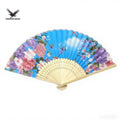 Vintage Style Chinese Japanese Art Craft Silk Folding Hand Fan Ornate Bamboo Painted Design for Home Decoration Dance Artisan