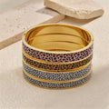 High Quality Enamel Leopard Print Bangle Hypoallergenic 18K Gold Plated Stainless Steel Hinged Bracelet for Women MegaBDM