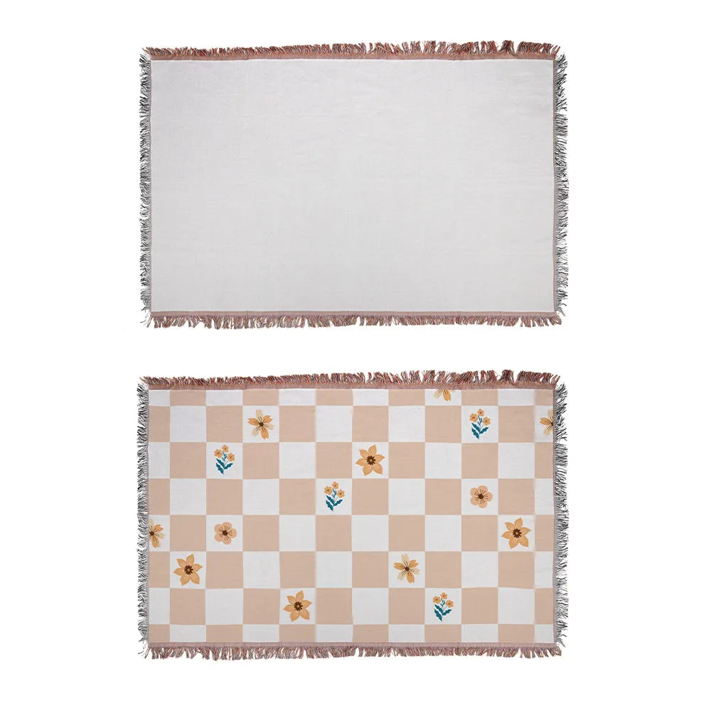 Wholesale Eco-Friendly Breathable Woven Soft Durable Personalized Gift Sublimation Throw Blanket with Tassel Fringe All-Season