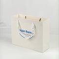 Custom Logo Luxury White Paper Handbag Watch Jewelry Packaging Bags With Ribbon Handle Recyclable Gift Shopping Bags