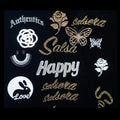 New Style Rubber PVC Clothing Pocket Label Iron on Rhinestone Crystal Bling Patches Iron on Silicone Patches