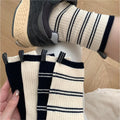 Women Summer Striped Thin Style College Style Cotton Fabric Socks with Lable Mid-tube Socks MegaBDM
