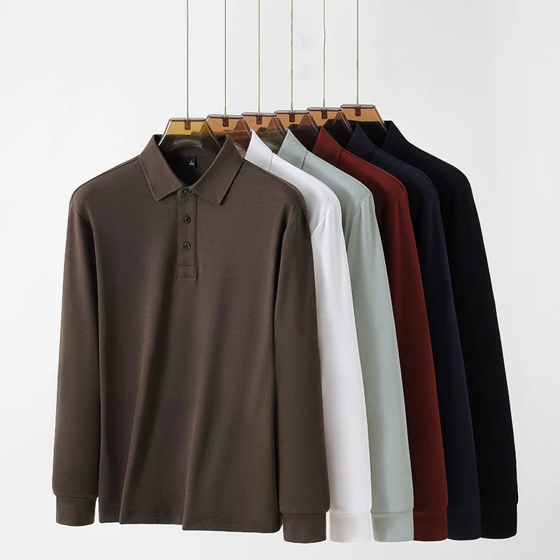 Bangladesh China Factory Price Men 250g Long Sleeve Polo Shirt Casual Business Solid Color Collared Spring Autumn Polo Shirt MegaBDM