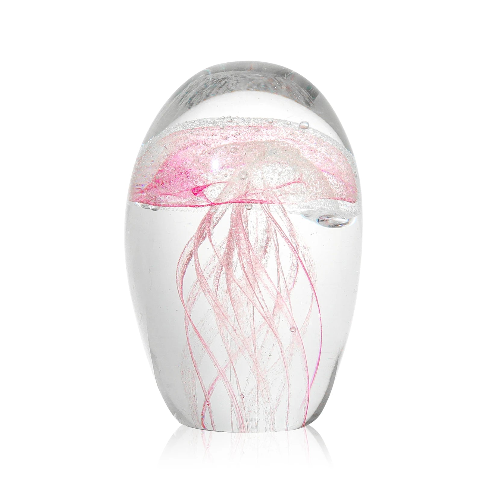 Hand Blown Glass Crystal Jellyfish Figurine Ornament Sea Animal Ornament for Fish Tank Aquarium