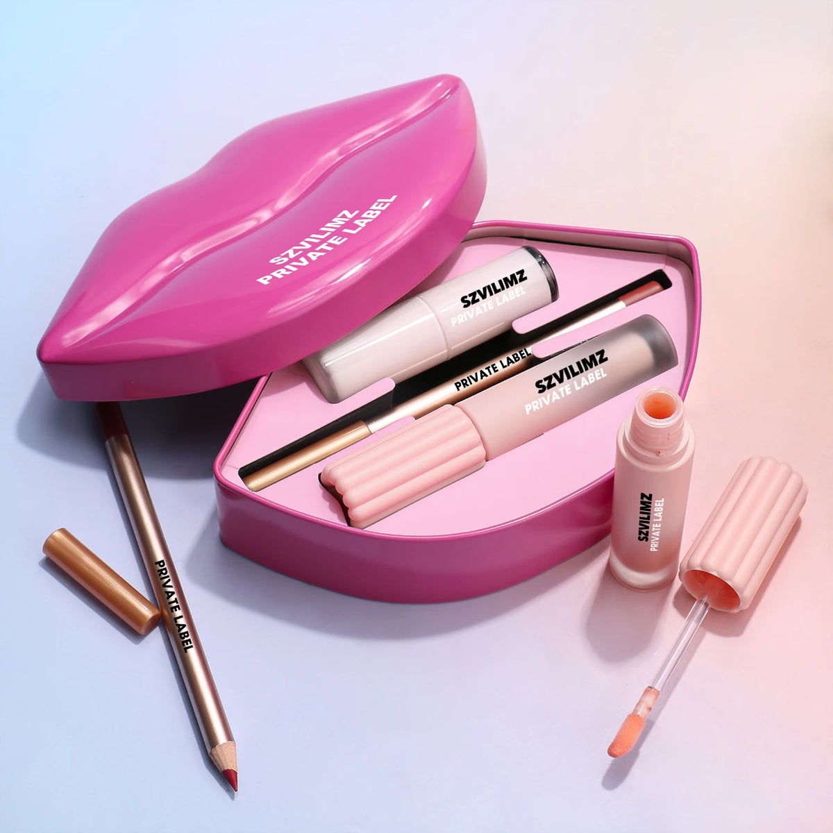 Wholesale Vegan Lipgloss Fruit Lip Balm Kit Wholesale Private Label Liner Pencil Liquid Lipstick Set Factory Price MegaBDM