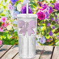 Custom Logo Cute Design Style Borosilicate Glass Tumbler Straw Cup 600ml/20 oz Eco-Friendly Durable Party Juice Water