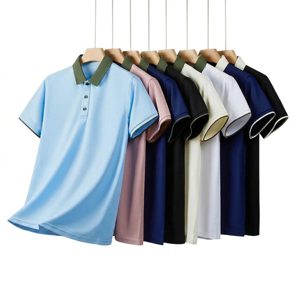 China Bangladesh Factory Price OEM Customized Logo Embroidery Ice Silk Summer Workwear Lightweight Custom Men Polo Shirt MegaBDM