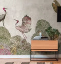 Photo Wallpaper Murals Bird Green Brown Grey Pink Non Woven Vinyl Wall Mural Animal for Hotel