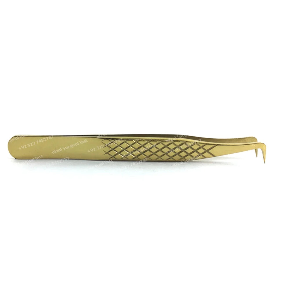 Best Selling Precision Stainless Steel Eyelash Tweezers 90 Degree Slanted Tip Durable Anti-Static OEM/ODM Private Label