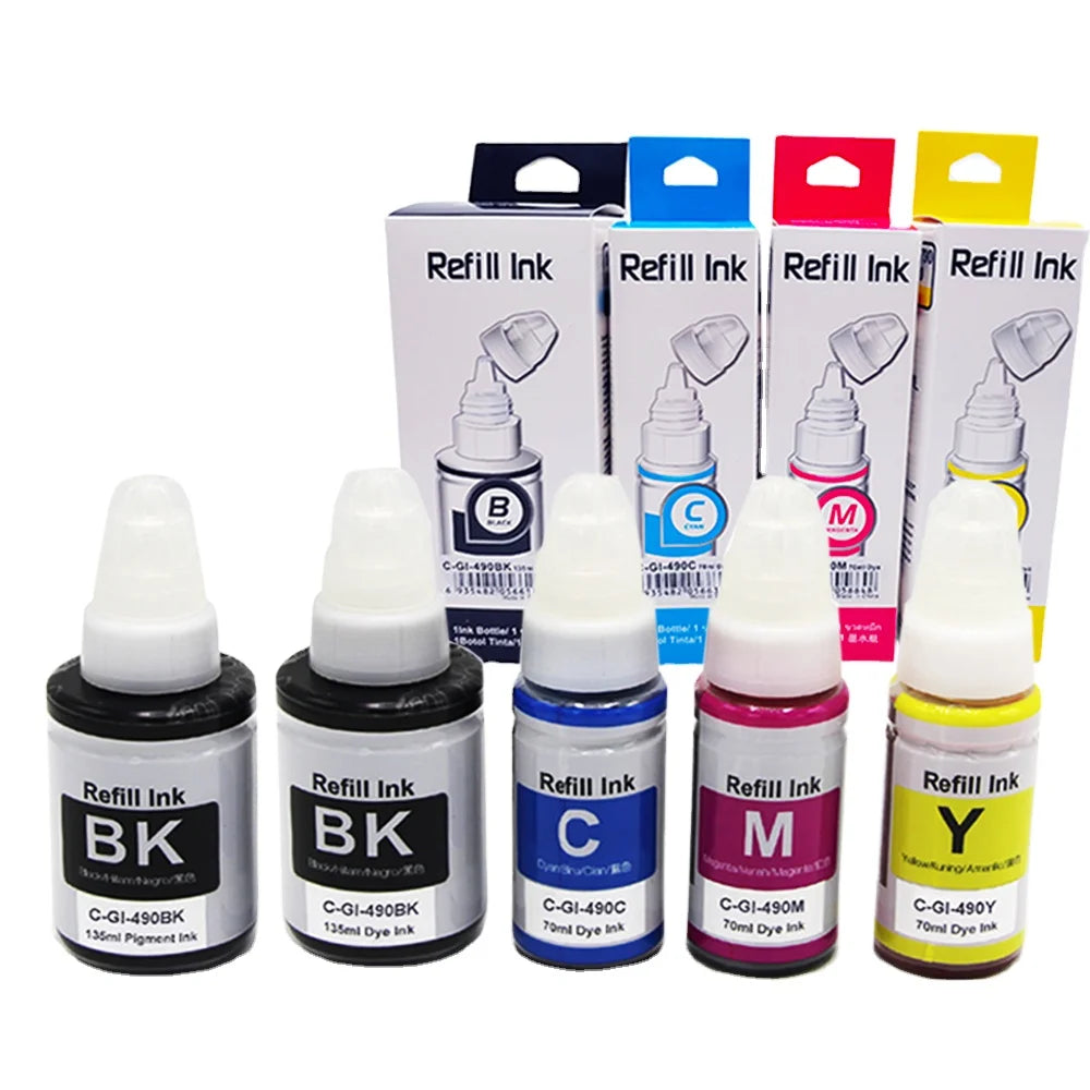 Tatrix GI-490 GI490 GI 490 Compatible Color Bottle Encre ColorRefill Ink for Canon PIXMA G1400 G4400 G3411 Printer