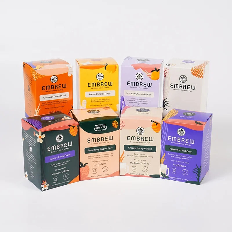 Custom 350g Paper Card Product Packaging Box and logo Printing Foldable Food Candy Coffee Tea Packaging Box