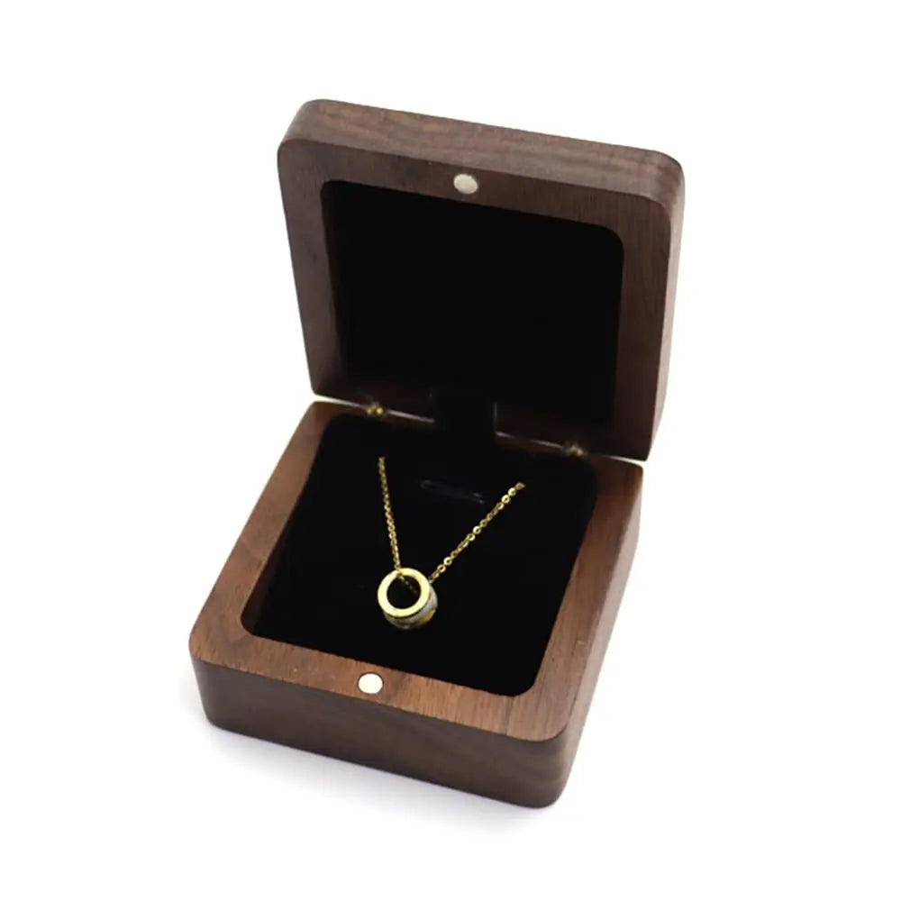 Free Custom Name Safe Rectangle Walnut Wood Ring Box Personalized Wedding Anniversary Gift Engagement Wedding Rings Box MegaBDM