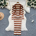 Women's Roman Sets Tunic Top And Floral Printed Slim Knitted Knitted Dress Set Clothing Wholesale