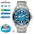 NORTH EDGE TRITON-TI Titanium Stainless Solar-Powered Diving Watch Luxury Quartz Watches For Men 300M Waterproof 180+ Day Power