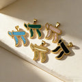 QIKU Wholesale Hebrew Alphabet Chai Charms 18K Gold Plated Jewish Culture Lucky Charms for Jewelry Making Bulk