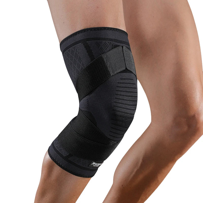 JINGBA Custom Logo Nylon Compression Knee Sleeve Knitted Knee Support for Men and Women Exercise Workout Knee Brace