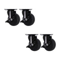 3 Inch Metal Caster with Black Rubber Wheel Durable TPR Material for Hardwood Floors for Warehouses 4-Pack With Custom Packaging