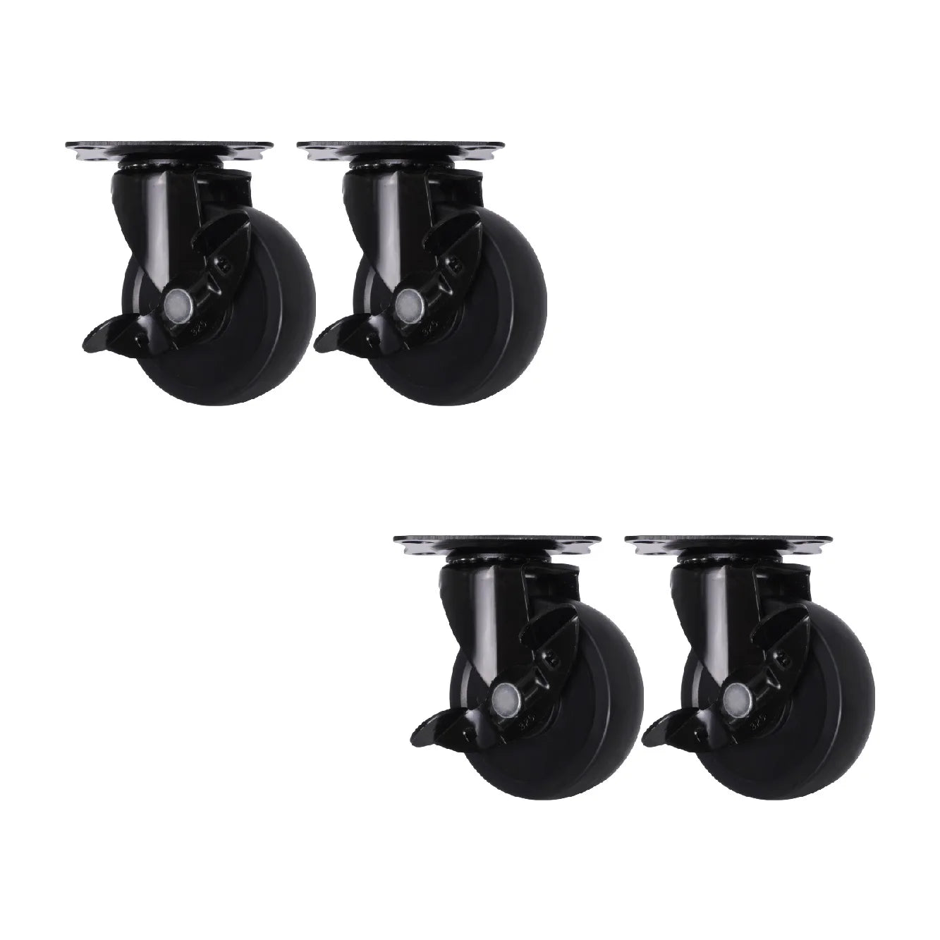 3 Inch Metal Caster with Black Rubber Wheel Durable TPR Material for Hardwood Floors for Warehouses 4-Pack With Custom Packaging