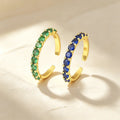 QIKU Fashion Circular Crystal Rings Opening Adjustable Jewelry Copper 3 Colors Zirconia Women Temperament Simple Versatile Gift