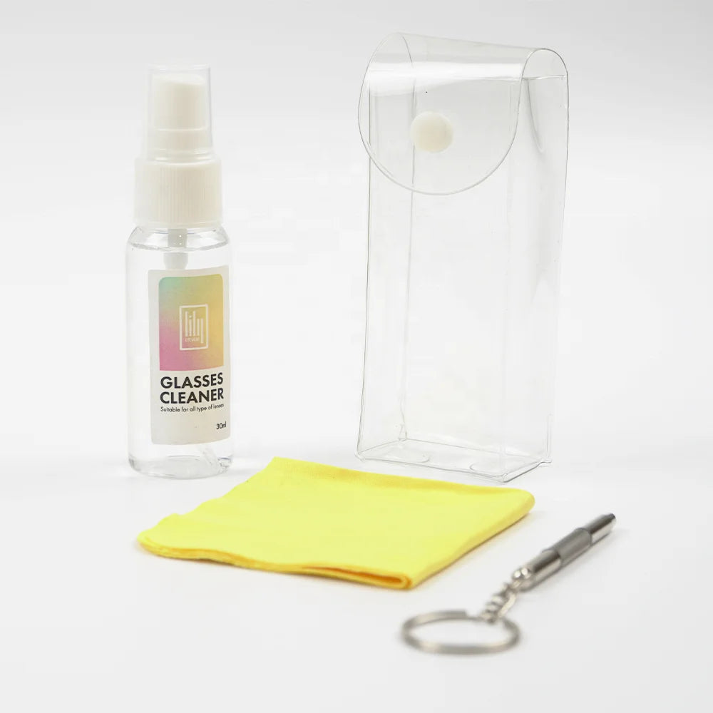 30ml Mini Eyeglasses Care Kit with Magnifying Glass Screwdriver Cleaning Cloth Targeted Eyeglasses Care Products