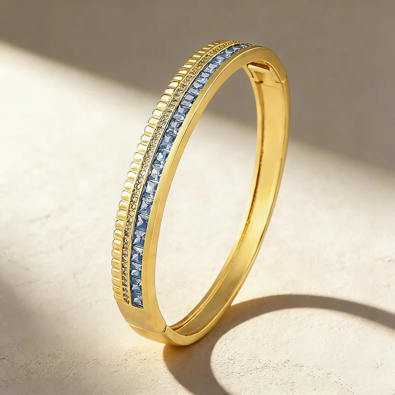 QIKU Fashion Square Rainbow Rhinestone Bracelet Top Quality Classic Women Charm Bangle Jewelry Girl Gift Wholesale Dropshipping