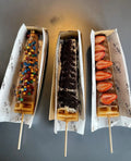 Mini Pancake Crepe Paper Box Tray for Fast Food Waffle Stick Sushi Crepe Brownie BBQ Cookie Bakery Packaging Matt Lamination