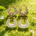 QIKU Wholesale Unusual Quality Short Wedding Drop Earrings Geometric Copper Shiny Crystal Jewelry for Women Brides