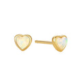 Nagosa love Women Gift 14k 18k Gold Vermeil 925 Sterling Silver Bezel Set Heart Opal Mini Stud Earrings Daily Jewelry