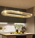 Customized Modern Simple Atmosphere Restaurant Living Room LED Oval Pendant Light for Bar Luxury Crystal Chandelier