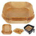 Custom Brown White Square Disposable Air Fryer Parchment Paper Food Grade Silicone Oil Waterproof Kitchen Airfryer Liners