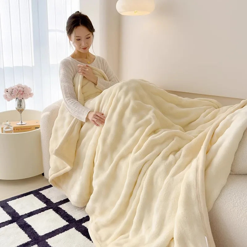 Comfortable Nap and Sofa Use New Luxury Double Layer Thick Raschel Blanket Wholesale