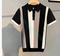 OEM custom logo embroidery printed design ice silk striped lapel short-sleeved sweater men's fashion youth all-match casual polo