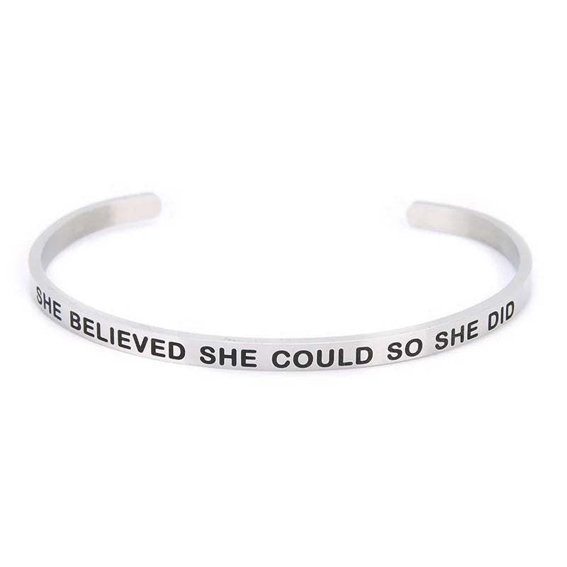 Birthday Graduation Friendship Gifts Personalized Custom Inspirational Engraved Cuff Bangle Bracelet Jewelry